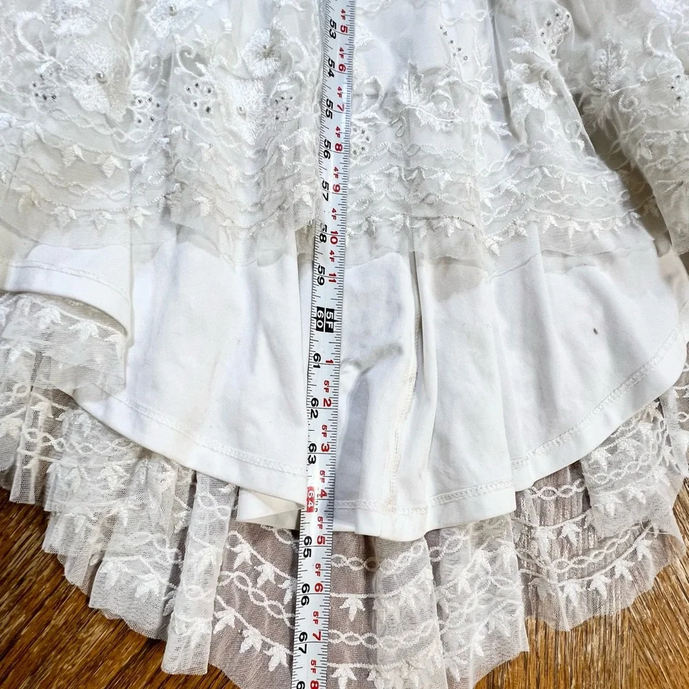 Lace open back train wedding dress bridal‎ gown sleeveless beaded embroidered - Picture 15 of 17